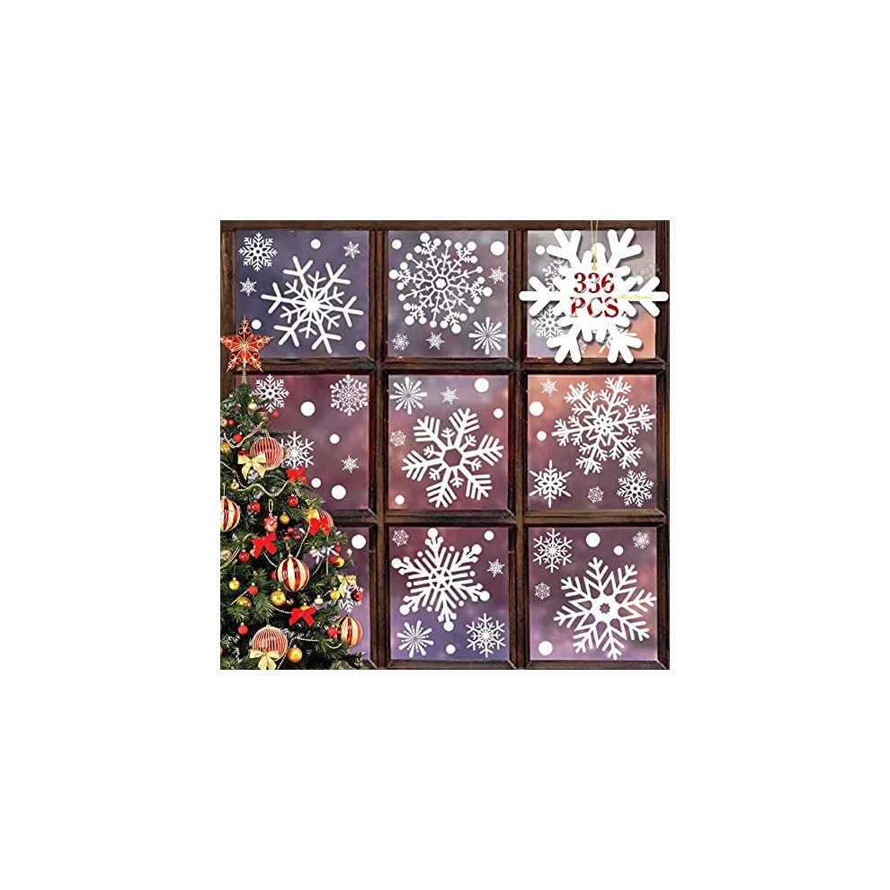 Christmas Window Stickers Reusable 336 PCS Giant Snowflakes Stickers Christmas Window Clings Static Sticker for Xmas Window Stickers Christmas