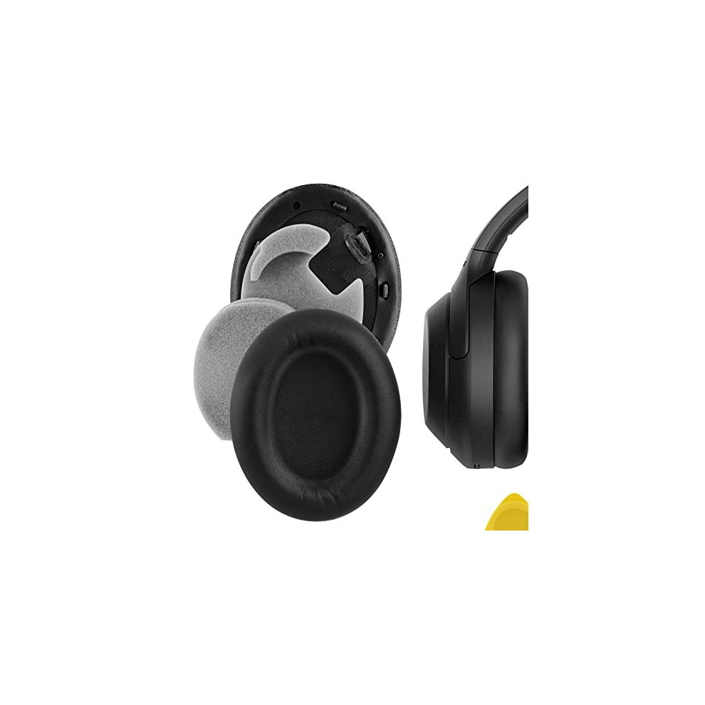 QuickFit Protein Leather Replacement Ear Pads for Sony WH-1000XM4 Wireless Headphones Ear Cushions, Headset Earpads, Ear Cups Repair Parts (Black)
