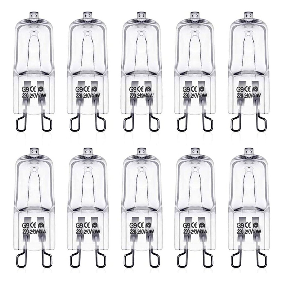 10 Pack Wax Burner Bulbs G9 Halogen Bulbs 40W, Wax Melt Burner Bulbs 230V 2700K Warm White G9 Dimmable Halogen Bulb Capsule for Wax Melt Lamp