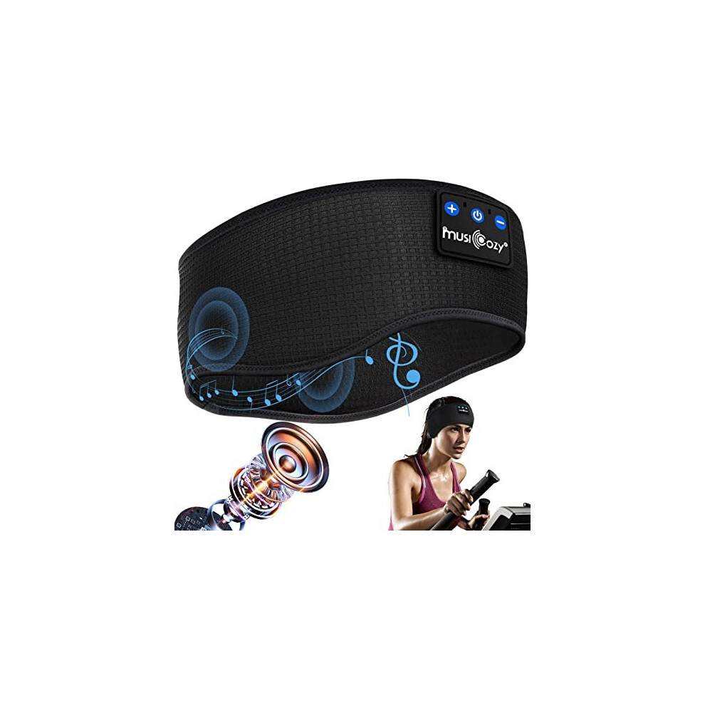 Musicozy Sleep Headphones Headband,Soft Sleeping Headphones Bluetooth Headband With Thin Speakers Wireless Noise Cancelling Headphones For Side