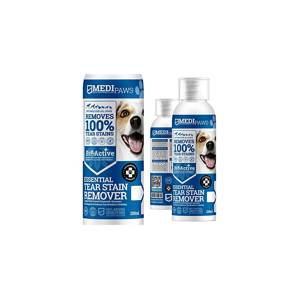 MediPaws Dog Tear Stain Remover | Dog Eye Cleaner Eyewash | Tear Stain Remover For Dogs Eyes | Gently Removes Eye Residue & Prevents Stains | 100%