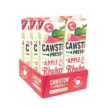 Apple & Rhubarb Pressed Juice - 1 Litre Pack of Juice Cartons All Natural – Vegan – No Added Sugar, (Pack of 6)