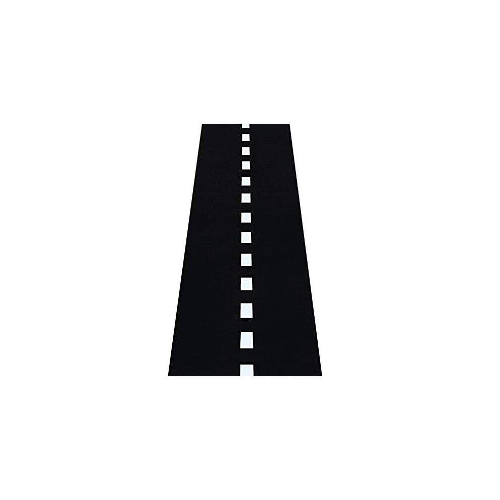 Racetrack Floor/Ground/Table Runner - 10 Ft x 2 Ft Black Race Track Running Mat - Sports Race Car Theme Party Entry Table Decorations