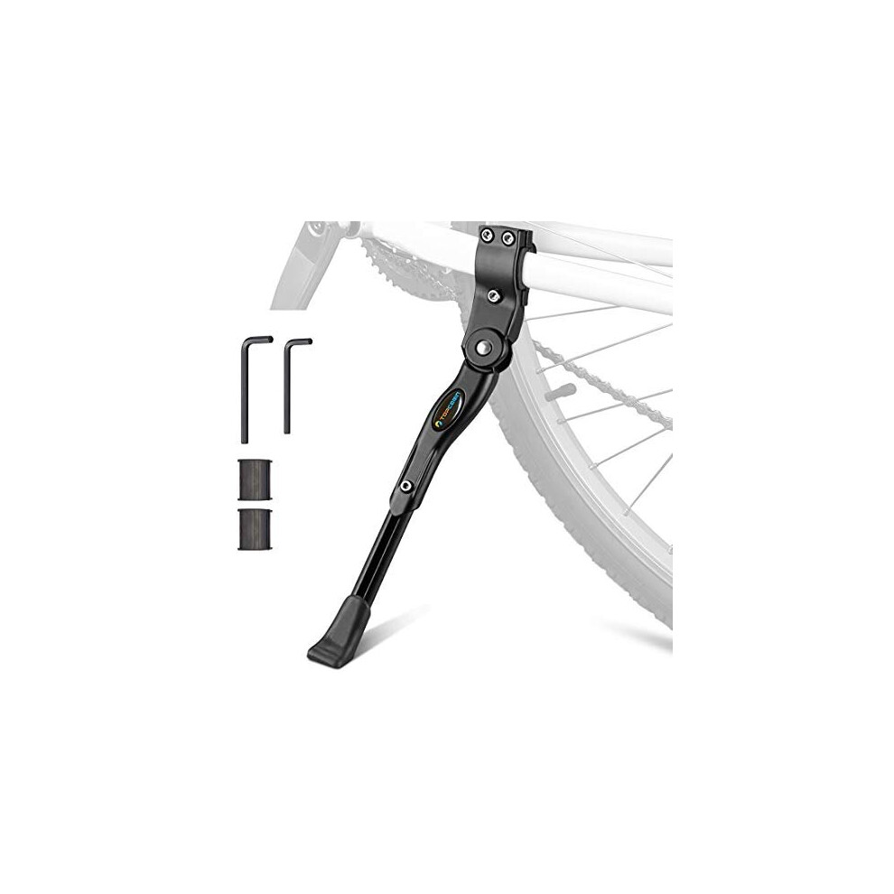 Bike Kickstand,Adjustable Aluminium Alloy Bicycle Kickstand Bike Side Kickstand Fit for 22" 24" 26" 28" Mountain Bike/700 Road Bike/BMX/MTB (Black)