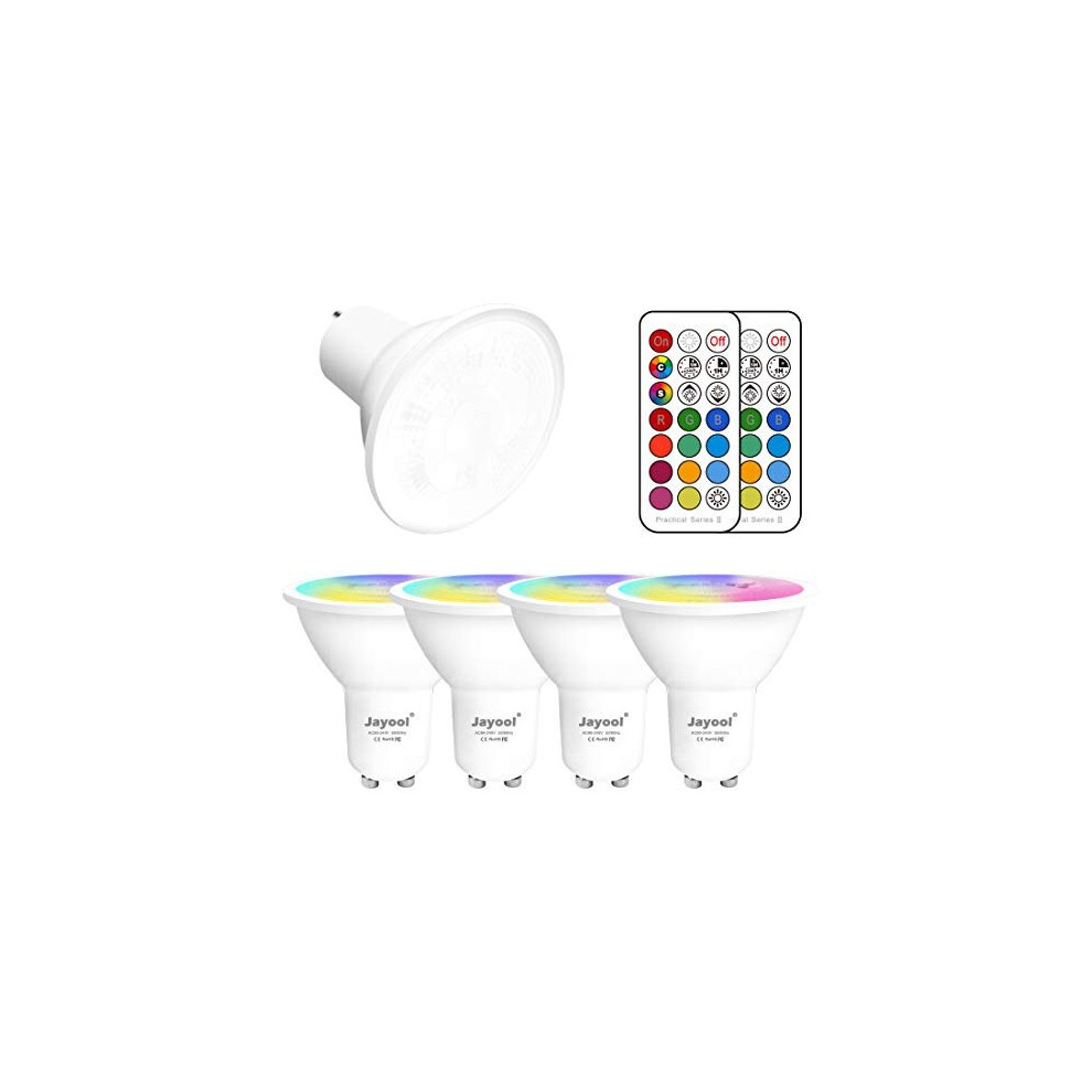 GU10 LED Bulbs, Dimmable 5W Colour Changing Spot Light Bullb with Remote, RGB + Daylight White, Timer, 45 Beam Angle (Pack of 4)