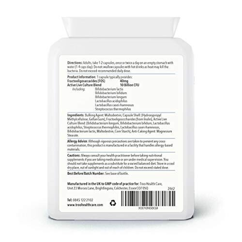 Acidophilus Complete Supplement - High-strength Multi-strain Active Live Bacteria Complex Supplement - 10 Billion CFU 60 Capsules - Suitable for 1