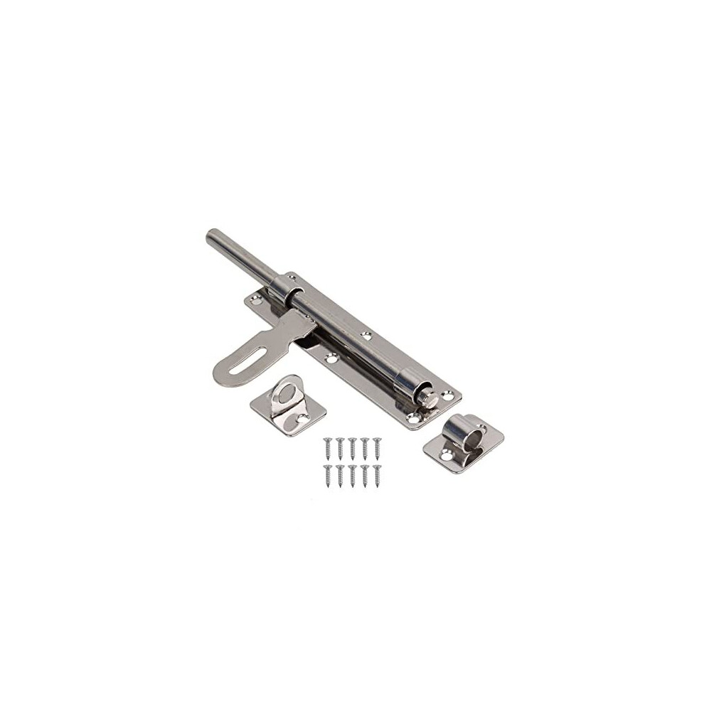 6.31" Long Door Latch StaInless Steel Barrel Bolt Security Lock Padlock Clasp Hole Distance 123x105x52.5x20.5mm 8 Inches