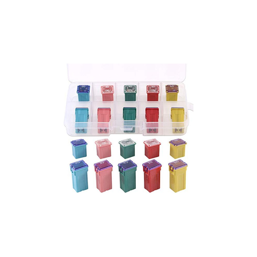 10Pcs Automotive Low And Tall Profile Box Shaped Jcase Fuse 20A 30A 40A 50A 60A Fuse Assortment Kit 5011145436451