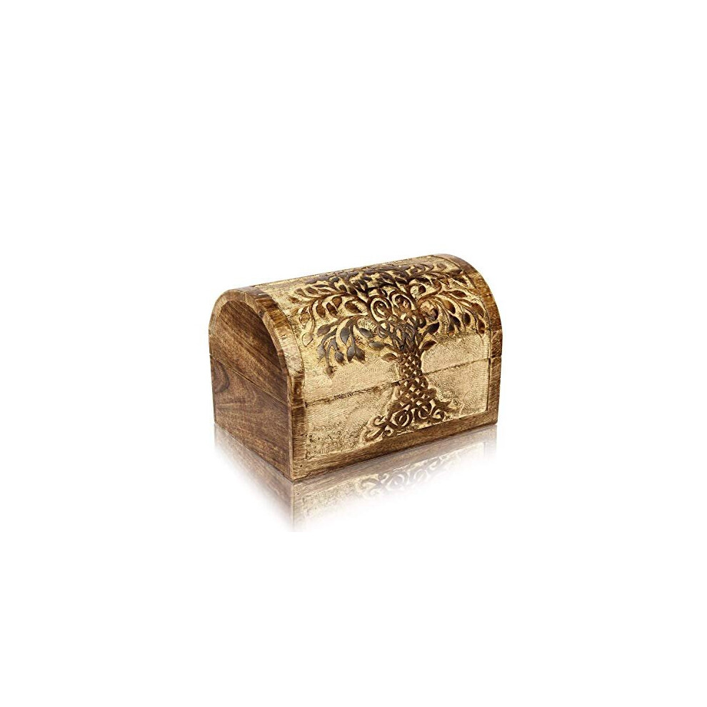 Great Birthday Gift Ideas Handmade Decorative Wooden Jewelry Box With Tree of Life Carvings Jewelry Organizer Keepsake Box Treasure Chest Trinket