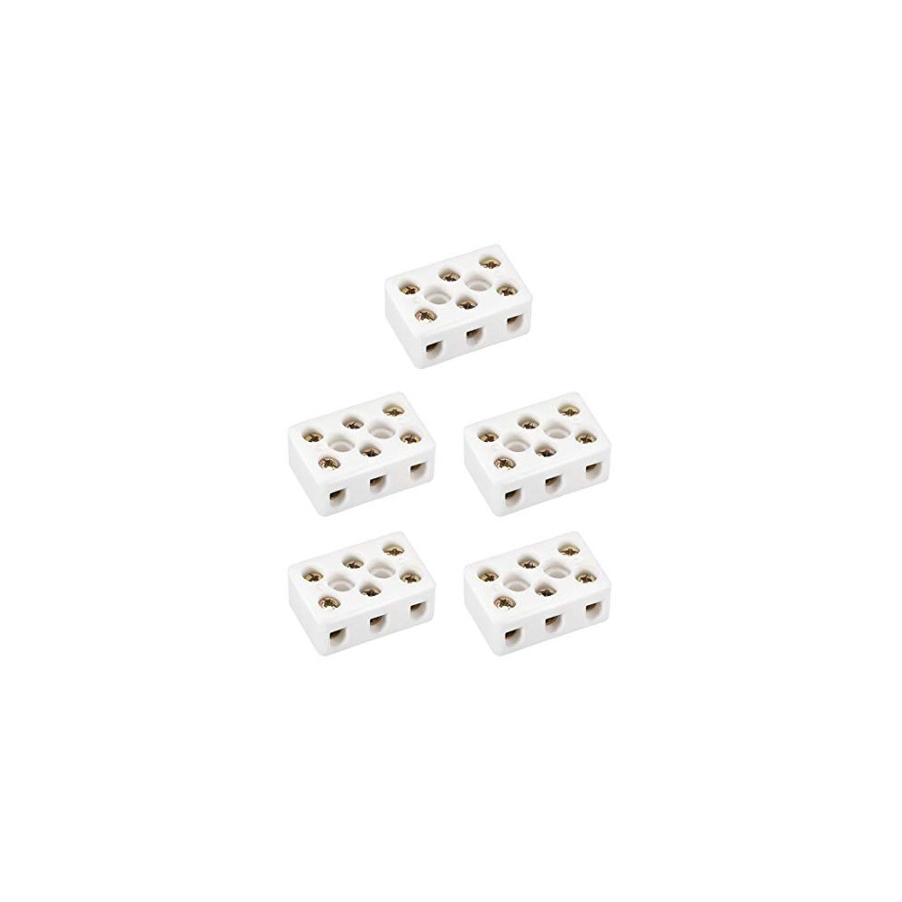 3 Way Ceramics Terminal Blocks High Temp Porcelain Ceramic Connectors 5Pcs 5011145439537