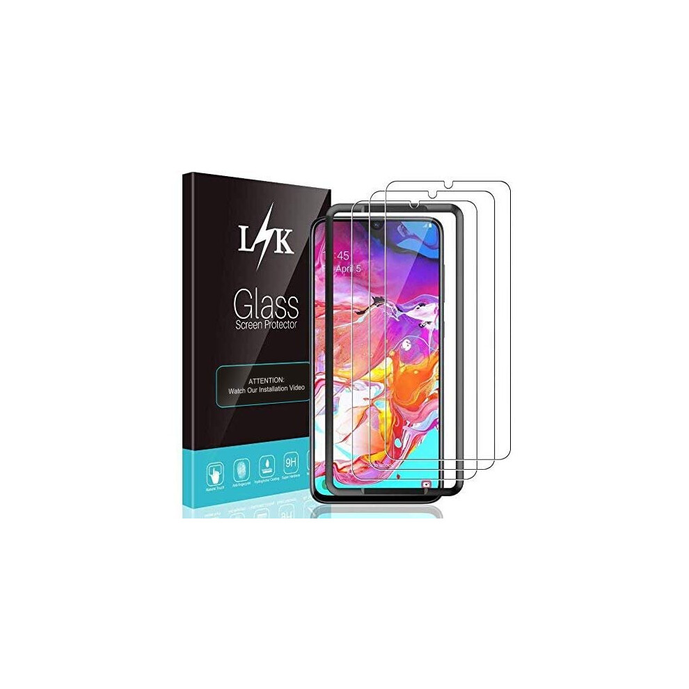 LÏK 3 Pack Screen Protector for Samsung Galaxy A70 - Tempered Glass HD Clear 9H Hardness Bubble Free Case Friendly Alignment Frame Easy Installation