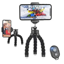 Phone Tripod, Mini Tripod with Bluetooth Control, Portable Mini Tripod, Flexible Octopus Style Camera Mount Desk Travel Outdoor Compatible with iPhone