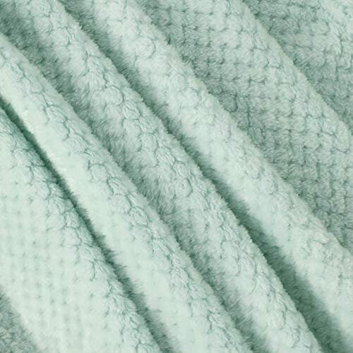 Flannel Throw Blanket, 127x178 CM Soft Sofa Throws, Waffle Fleece Throws for Sofa, Mint Green Blanket 2