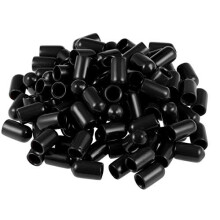 100pcs Rubber End Caps 7mm ID Vinyl Round Tube Bolt Cap Cover Screw Thread Protectors Black