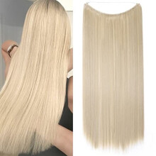 Secret Headband Wire-In Hair Extensions 20in Ash Blonde Mix - Invisible Wire, 90g, Straight/Curly, Natural Look
