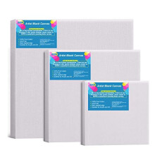 Blank Stretched Framed Canvas for Painting 3 Pcs Art Canvas for Kids Adults Students and Professionals (20x20cm 15x15cm 10x10cm)