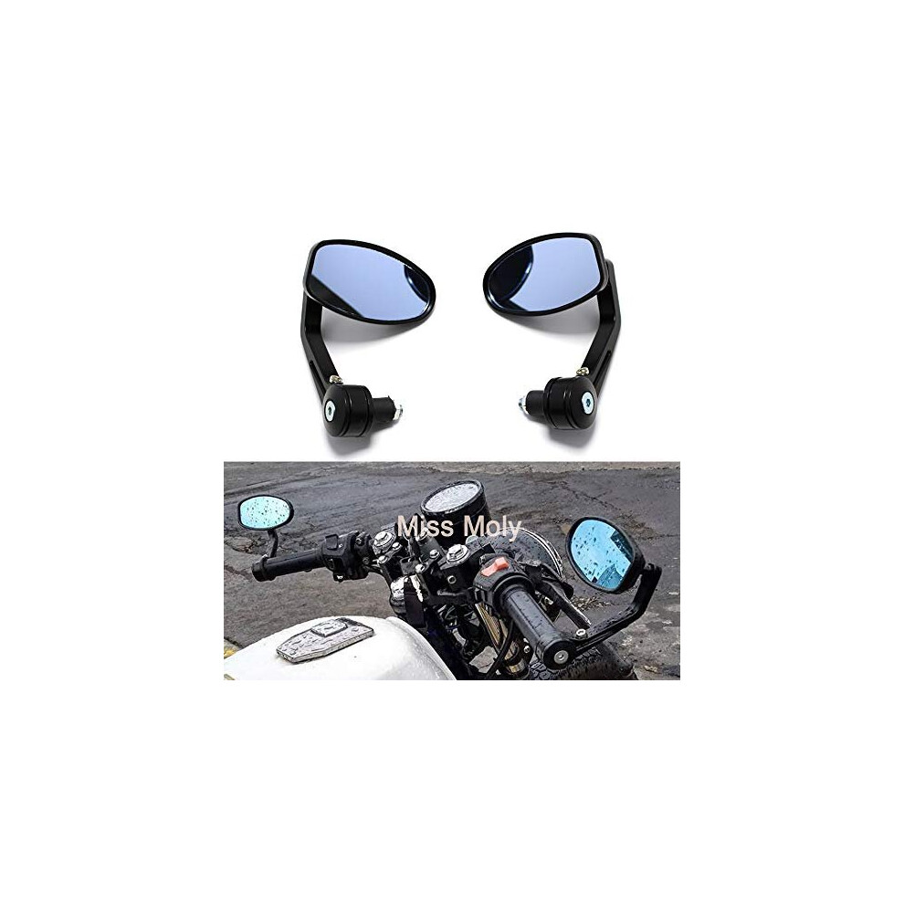 Motorcycle Side Mirror 7/8" 22Mm Handlebar Bar End Mirrors For Scooter Cruiser Chopper- Black 5011145443688