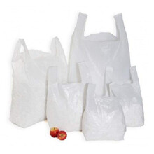 - 11 x 17 x 21" Strong White Vest Style Plastic Carrier Bags | Heavy Duty 21mu | 100% Recyclable Eco Friendly (100)