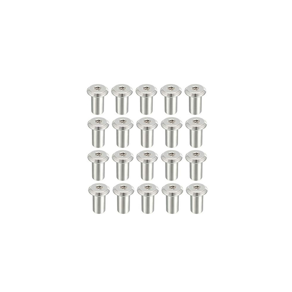 M6x15mm Hex Socket Head Insert Nut Screw Post Sleeve Nut For Furniture 20Pcs 5011145435256