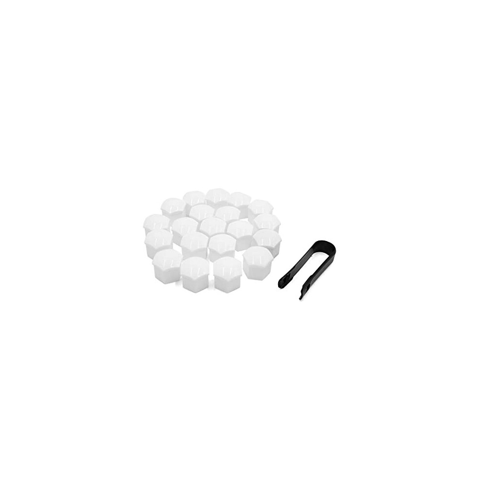 20Pcs 17Mm Car Plastic Wheel Lug Nut Bolt Cover Caps With Tool White 5011145432989