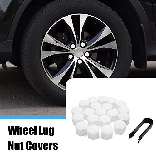 20pcs 17mm Car White Plastic Wheel Lug Nut Bolt Cover Caps with Tool 1