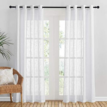White Voile Curtains for Living Room - 84 Drop Net Curtain Pair Window Treatment Sheer & Drapes Eyelet Top Panels Bedroom/Nursery Room, 2 Panels, 52 x