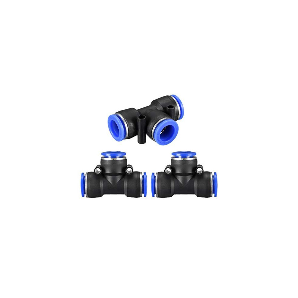 Plastic Tee Push To Connect Tube Fittings 12Mm Or 15/32" Od Push Lock Blue 3Pcs 5011145436420