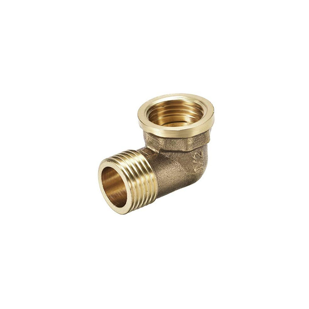 Sourcing Map Men's Gold Brass Pipe Fitting 90 Degree Elbow 1/2 Pt X 1/2 Pt Fe
