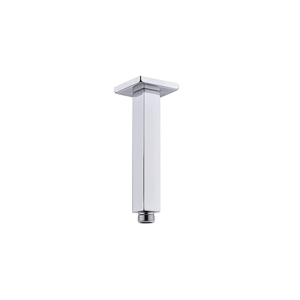 8 Inch Square Thicken Stainless Steel Shower Extension Arm, Straight Ceiling Mounted Shower Heads Arm With Flange For Ceiling Rainfall Shower Heads 5011145444142
