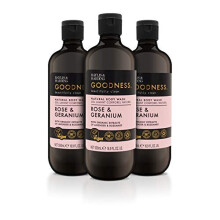 Goodness Rose & Geranium Natural Body Wash 500ml, (Pack of 3) - Vegan Friendly