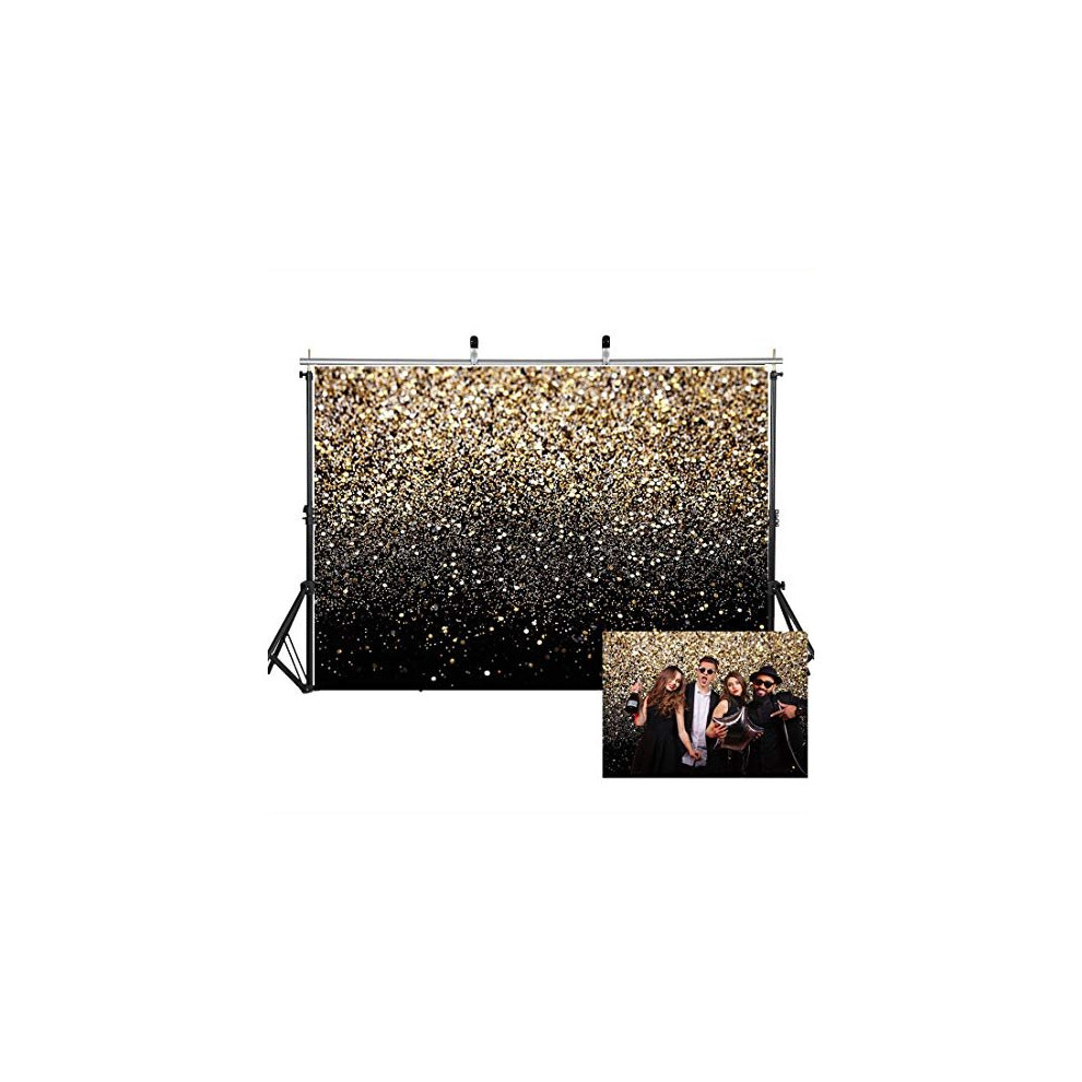 7x5FT Golden Bokeh Photography Backdrop Black and Gold Glitter Backdrop Wedding Family Birthday Party Decoration Newborn Photo Backdrop Studio Props