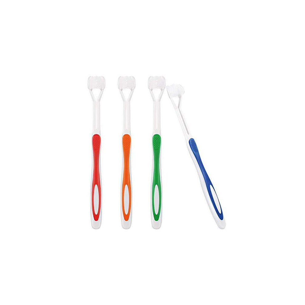 Boao 4 Pieces Three Sided Toothbrush Autism Sensory Toothbrush Bristle Travel Toothbrush For Kids Complete Teeth Gum Care Pretty Good Angle Clean Each