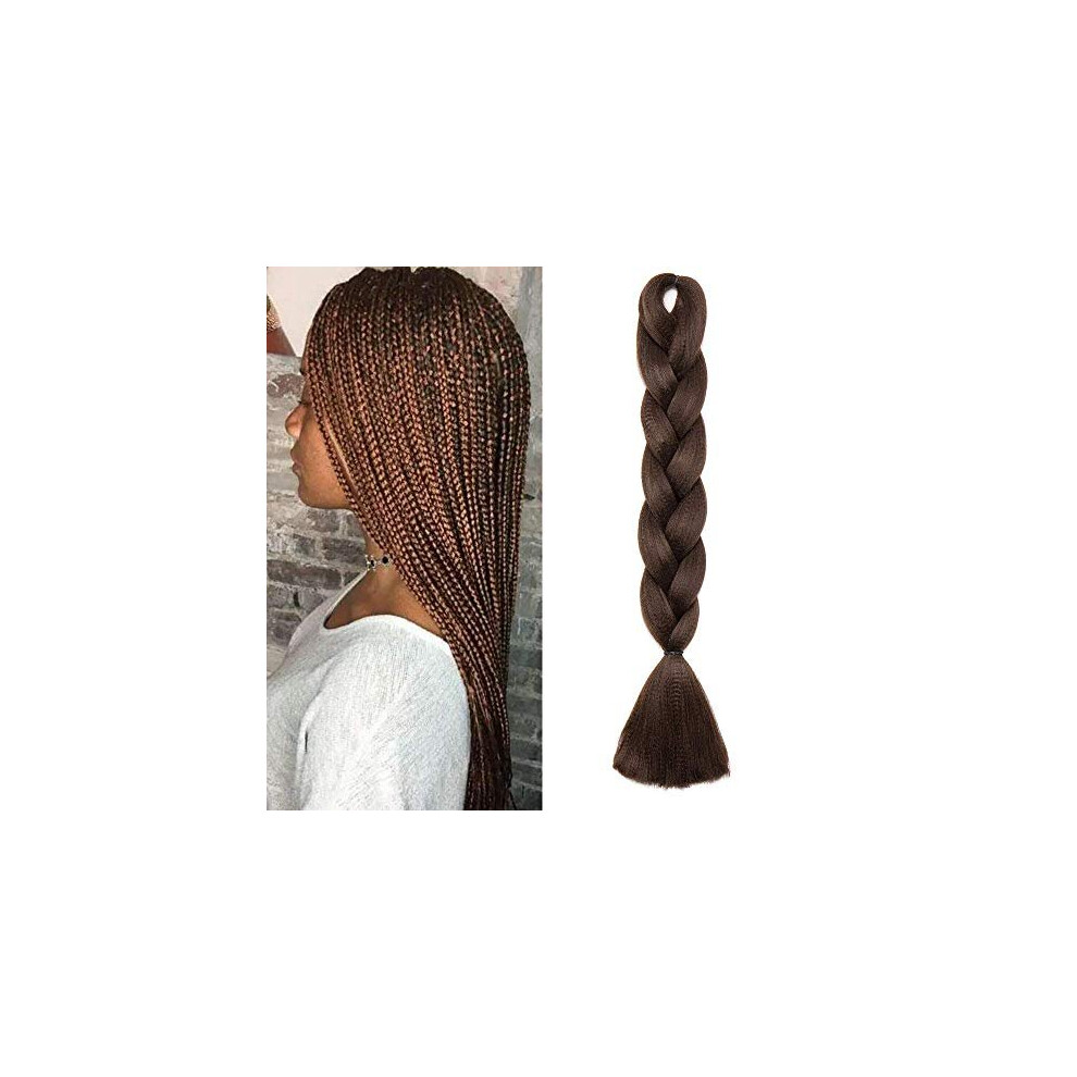 Silk-Co Unisex Brown 24Inch Jumbo Braids Hair Afro Braiding Hair Extensions Ombre Silky Synthetic Heat Resistant [100G-Medium ]
