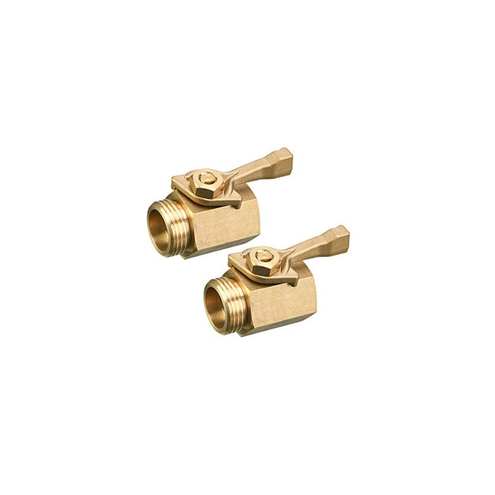 Heavy Duty Brass Garden Hose Shut Off Valve, 3/4 Inch, 2-Pack with 2 Hose Washers