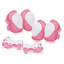 Kids Skate Pads 6pcs Adjustable Kids Knee Pads Elbow Pads Wrist Pads Protective Gear Set for Cycling Roller Skating Scooter (Pink)