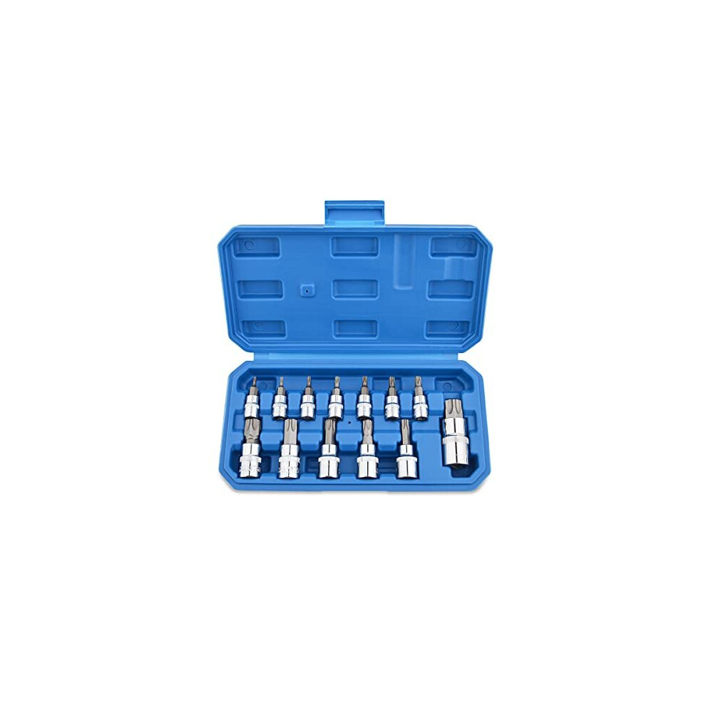13 Pieces Torx Bit Socket Set T8 Â T70 Chrome Vanadium Steel 1/4Â, 3/8Â And 1/2Â Drive Heavy Duty Star Sockets Tools 5011145440205