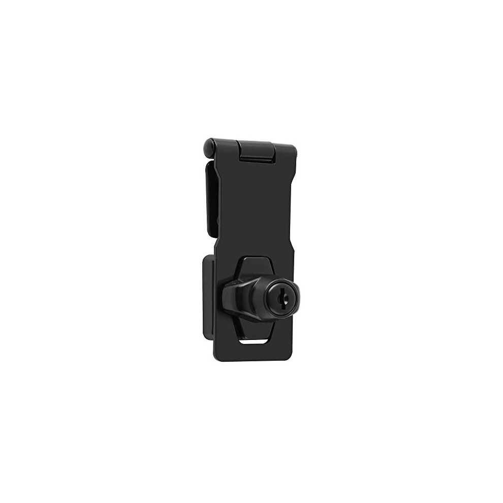 Door Lock Hasp With 2 Keys, Garden Gate Lock Shed Lock Security Hasp And Staple For Wooden Gates, 4 Inches Metal Light Black Finished, Ems1100b-4 5011145440540