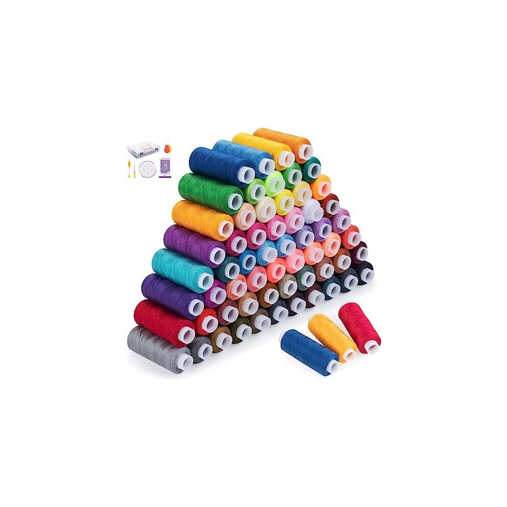 Ilauke Sewing Thread Set 60 Color 228M Each Spool Polyester Thread Kit With 10 Sewing Needles, 2 Needle Threader, Yarn Scissors, Stripper And Pearl Needle