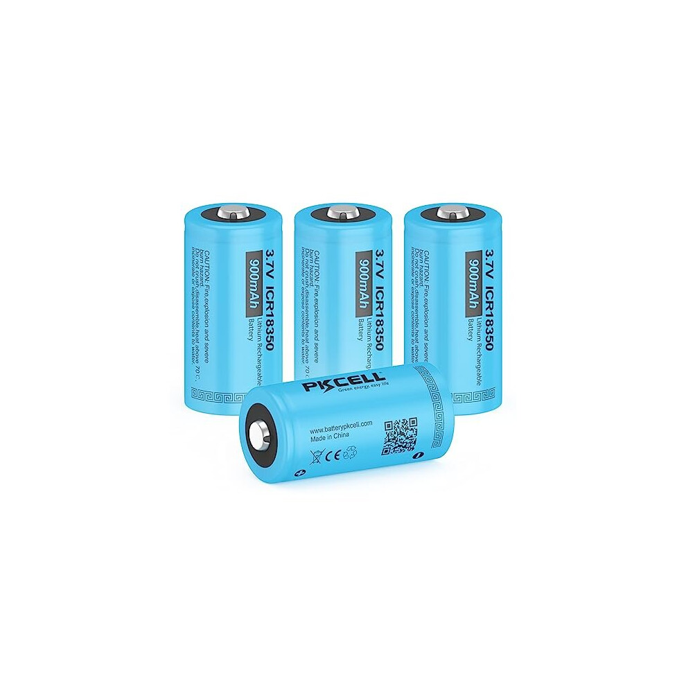 ICR18350 Rechargeable Battery 3.7V Li-ion 900 mAh Batteries for Torch, Toys,Pack of 4,PKCELL