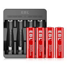 1.5V Rechargeable Lithium AA Batteries with USB Input Battery Charger (M7011), 3000mWh Li-ion AA Batteries Long Lasting Double A Battery