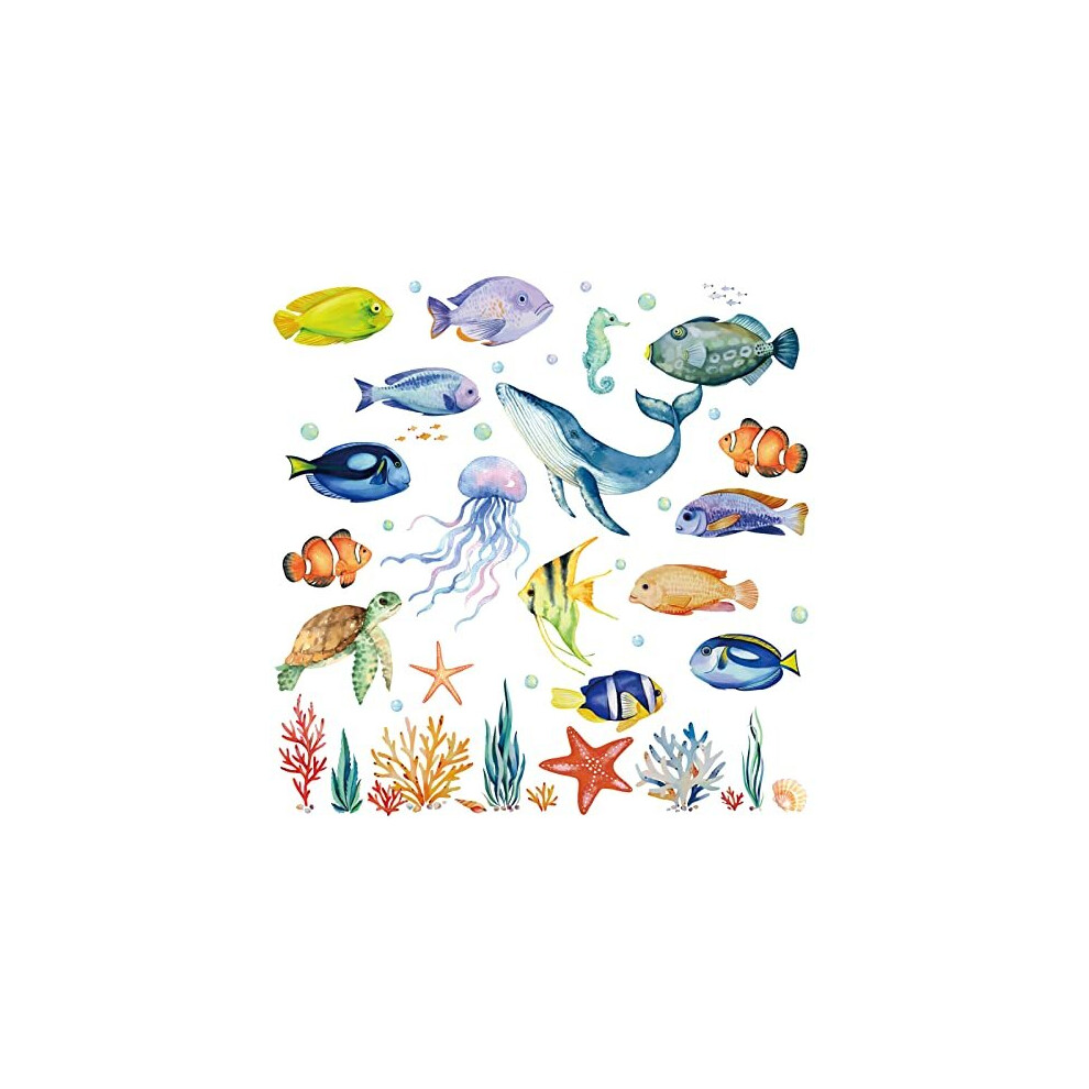 Under The Sea Wall Stickers Tropical Fish Jellyfish Ocean Wall Decals Baby Nursery Kids Bedroom Bathroom Wall Decor Decalmile