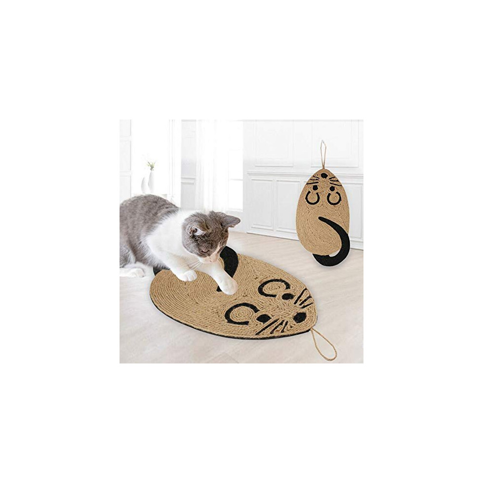 Mouse Shape Cat Scratcher Board Cat Scratch Mat Pad Cat Training Sisal Scratch Pad Funny Pet Kitten Claws Care Toy Hanging Cat Scratching Mat Board