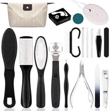 Pedicure Tools Kit, Dead Skin Tool Set 18 in 1, Stainless Steel Foot Callus Remover, Foot File Rasp, Nail Toenail Clipper, Pumice Stone, Foot Peel,