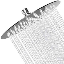 Rain Shower Head High Pressure,WOOPHEN 8 Inch 304 Stainless Steel Rainfall Showerhead, Mirror-Like Look,Swivel Spray Angle, Voluptuous Shower