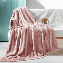 Fuzzy Fleece Throw Blanket, 127x178 CM Sofa Throws, Soft Flannel Throws for Sofa, Dusty Pink Blanket