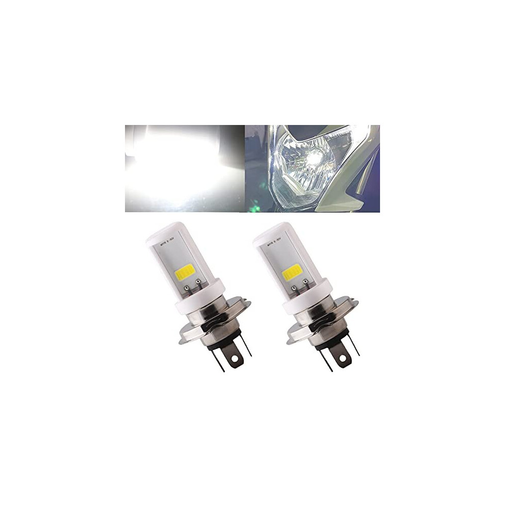 2-Pack H4 Led Motorcycle Headlight Bulb Hi/Lo Beam 9003 Bulb 12W 900 Lumens Cob Chips Ceramic Led Car Headlight White 5011145452086