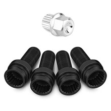 Wheel Bolt Lock, Tire Wheel Lock Anti-theft Screw Lug Nut Bolt 4Pcs M141.5MM Locking Security Wheel Bolts Nuts Set Black Steel Wheel Bolt
