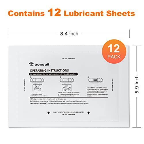 Paper Shredder Lubricant Sheets - Pack of 12 1