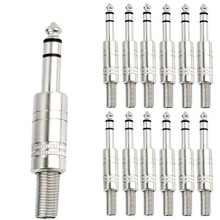 1/4" Audio Plugs 6.35 mm Plug TRS Male 1/4 inch Solder Type Stereo Plug Straight Design Connector with Spring for DJ Mixer Speaker Cables Guitar