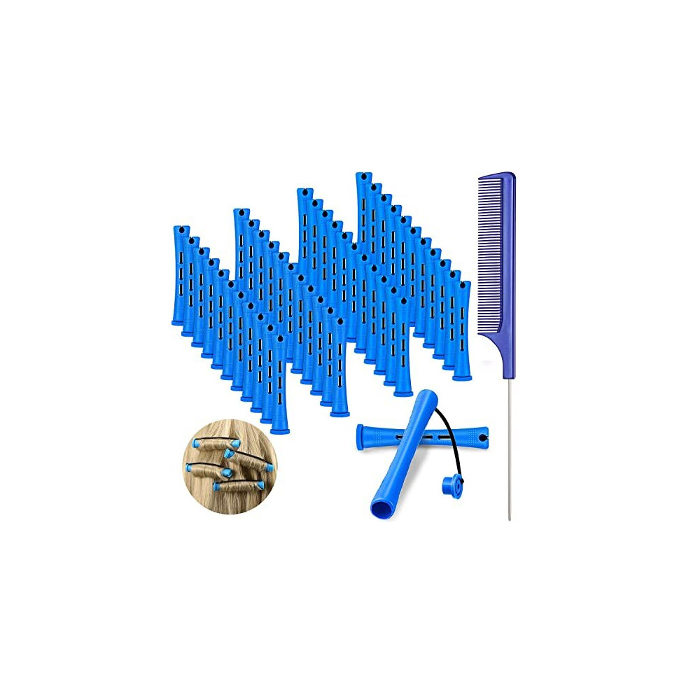 Willbond 48 Pieces Hair Perm Rods Short Cold Wave Rods Plastic Perming Rods Hair Curling Rollers Curlers With Steel Pintail Comb Rat Tail Comb For Hairdressing